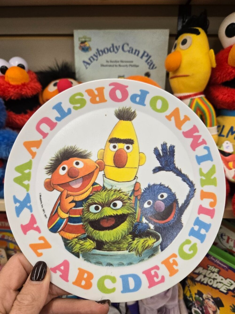 vintage child's Sesame Street dinner plate ABC Alphabet Grover Oscar Bert Ernie
